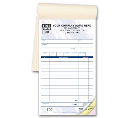 Carbonless Sales Receipts Booked 