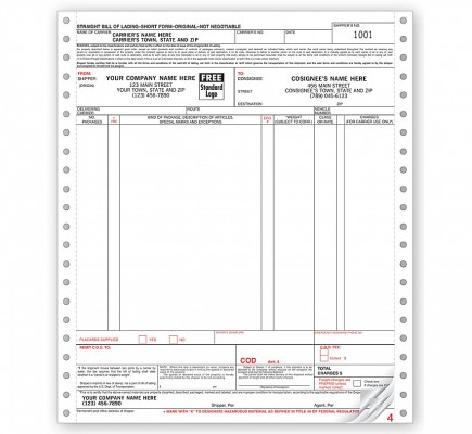 Continuous Bill Of Lading Form 
