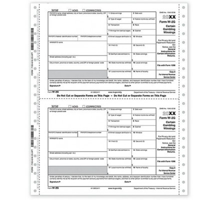 Continuous Federal Tax Form W 2G 