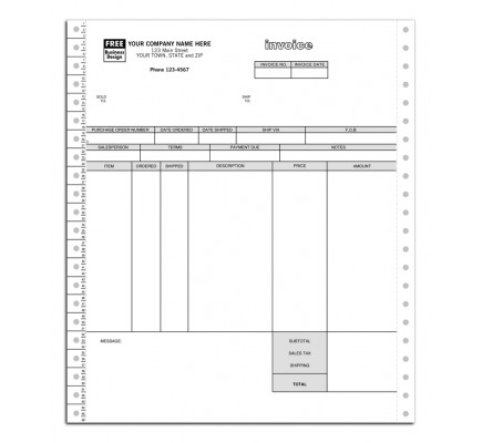 Continuous Inventory Invoice for One-Write Plus 