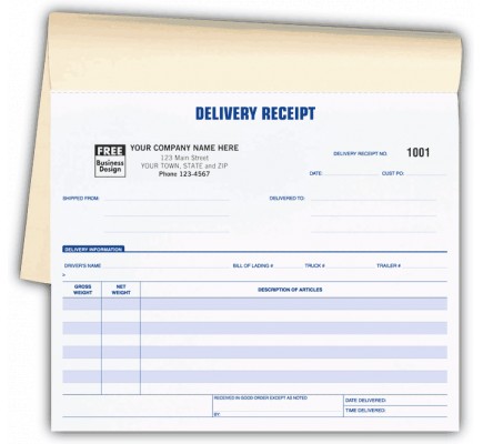 Delivery Receipt Booked Forms 