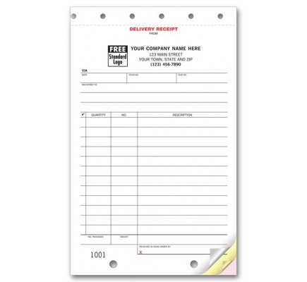 Preprinted Delivery Receipt Forms 