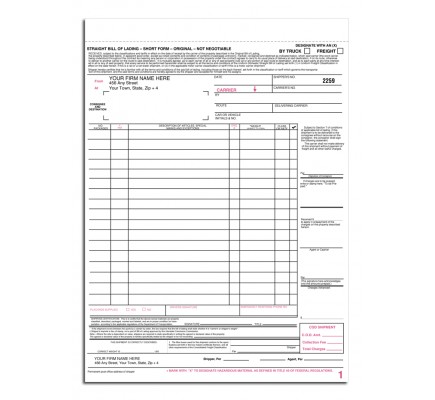 Detailed Carbon Bill of Ladings Forms 