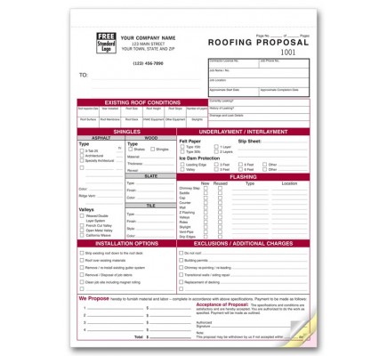 Detailed Roofing Proposal Forms 