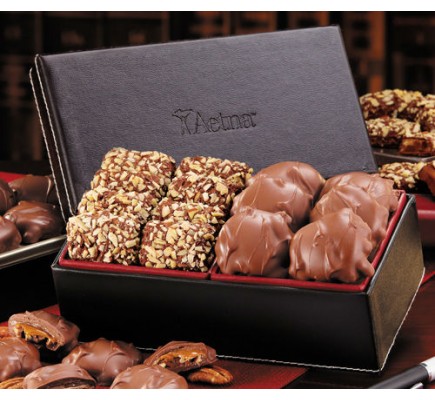 Faux Leather Box with English Toffee & Pecan Turtles  