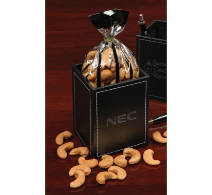 Faux Leather Pen & Pencil Cup with Extra Fancy Jumbo Cashews  