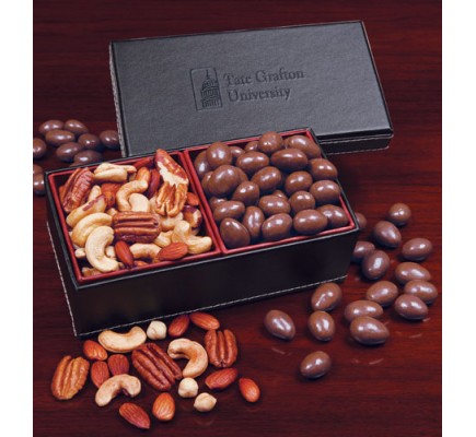 Faux Leather with Chocolate Covered Almonds & Deluxe Mixed Nuts 