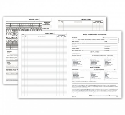 Four Page Dental Exam Record Without Treatment Plan 