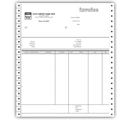 General Continuous Invoice for Peachtree 