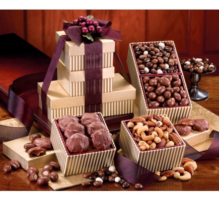 Gold Striped Chocolate Gift Towers 