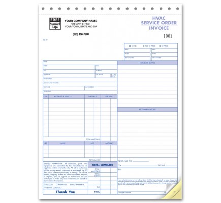 HVAC Business Service Order Forms 