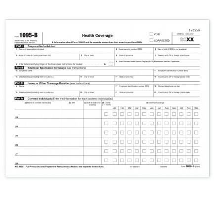 Laser 1095-B ACA Health Coverage, IRS Copy 