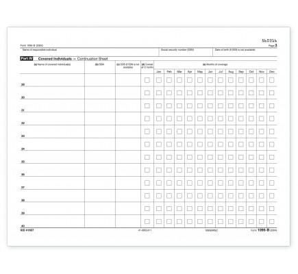 Laser 1095B ACA IRS Copy Continuation Sheet 