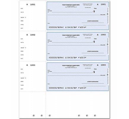 Laser Wallet Check, Lined, Hole-Punched printable checks for quickbooks, computer checks for quickbooks, business voucher checks