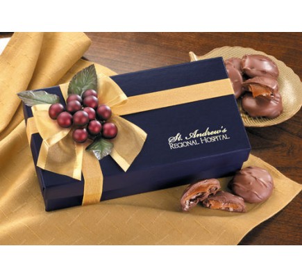  Navy Gift Box with Pecan Turtles  (NV123) - Gift Boxes  - Promotional Food Gifts  