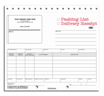 Packing List Form with Shipping Label 