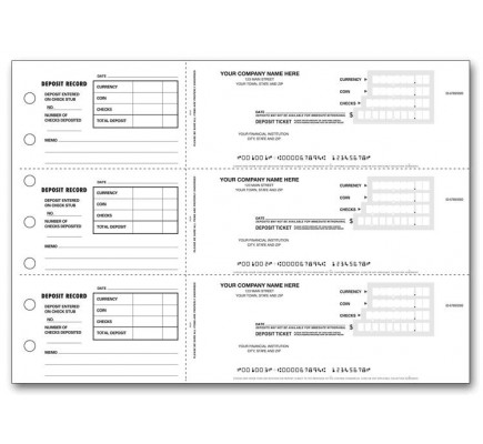  Personalized 3-Per-Page Deposit Tickets (100053) - Deposit Slips  - Business Checks  