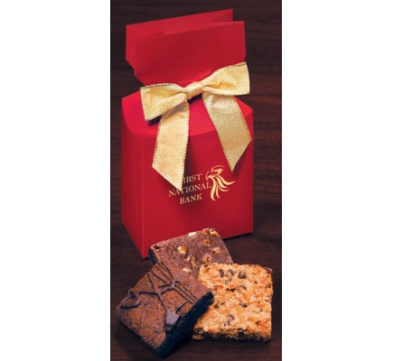 Red Custom Boxes with Gourmet Brownies 