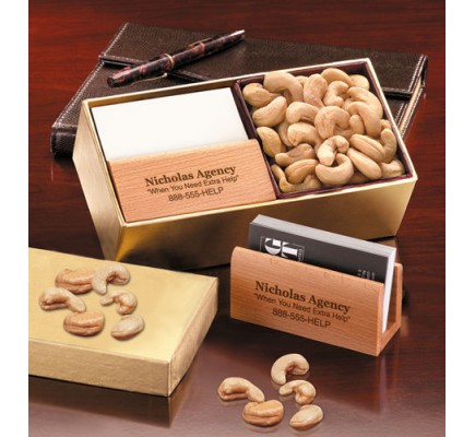  SAVE 20% - Executive Business Card Holder with Extra Fancy Jumbo Cashews  (BCH102) - Office Gifts  - Promotional Food Gifts  