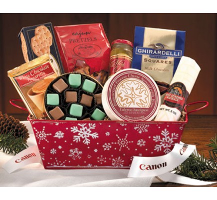  SAVE 30% - Holiday Snowflake Basket  (CRH4001) - Gift Baskets  - Promotional Food Gifts  