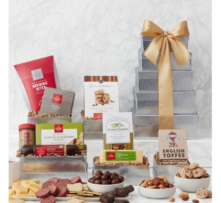 Shimmering Gourmet Food Gift Tower 