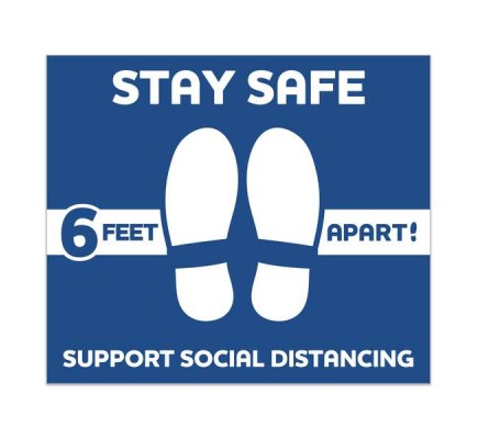 Stay Safe Square Floor Decal 12" x 14" Pack of 6 