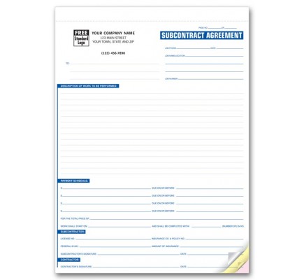Subcontract Agreement Business Forms 