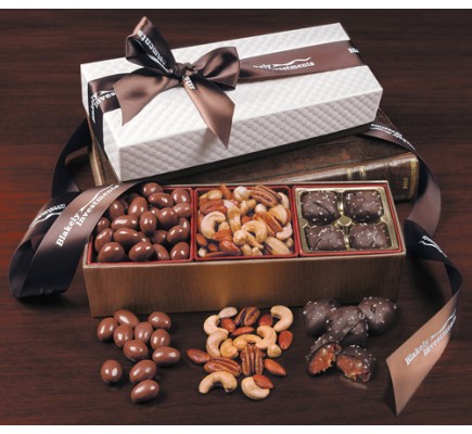 White Pillow-Top Gift Boxes with Tempting Delights 