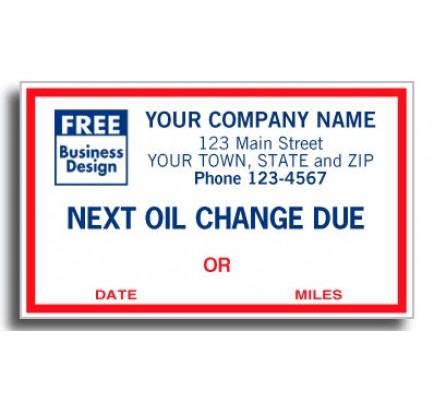 Windshield Imprinted Oil Change Labels 