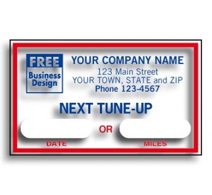 Windshield Next Tune Up Labels 
