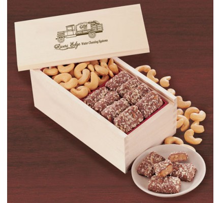 Wooden Collector's Box with English Butter Toffee & Jumbo Cashews  