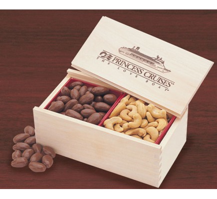 Wooden Collector's Box with Milk Chocolate Almonds & Jumbo Cashews  