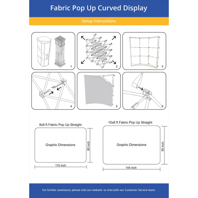 10 ft x 8 ft Step and Repeat Fabric Pop Up Curved Display