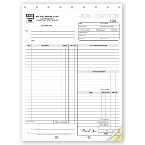 Work Orders, Carbonless, Large Format Work Orders, Carbonless, Large Format