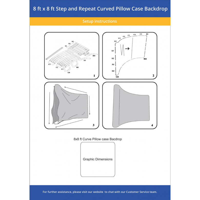 8 ft x 8 ft Step and Repeat Curved Pillow Case Backdrop