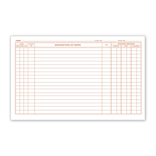 Dental Continuation Exam Records,2 Sided, Card Style 