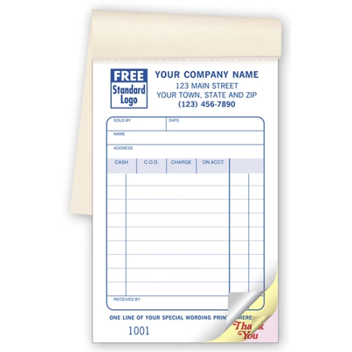 Carbonless Extra Wording Sales Books 