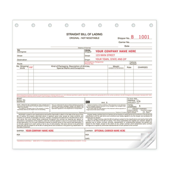 Carbonless Straight Bill of Ladings Forms
