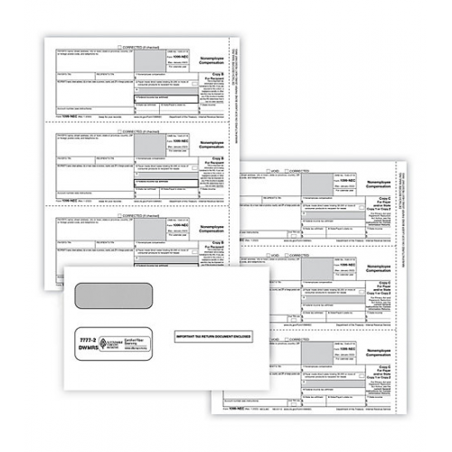 1099-NEC Laser Z Printed Packaged 3-Part 3-Up Forms (50 Emp) 1099-NEC Laser Z Printed Packaged 3-Part 3-Up Forms (50 Emp)