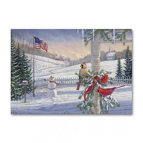 Countryside Cardinals Patriotic Holiday Cards 