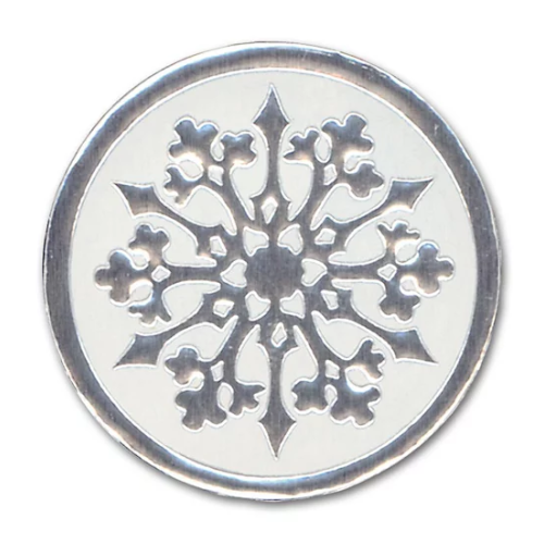 Round Silver Snowflake on White Christmas Envelope Seal 