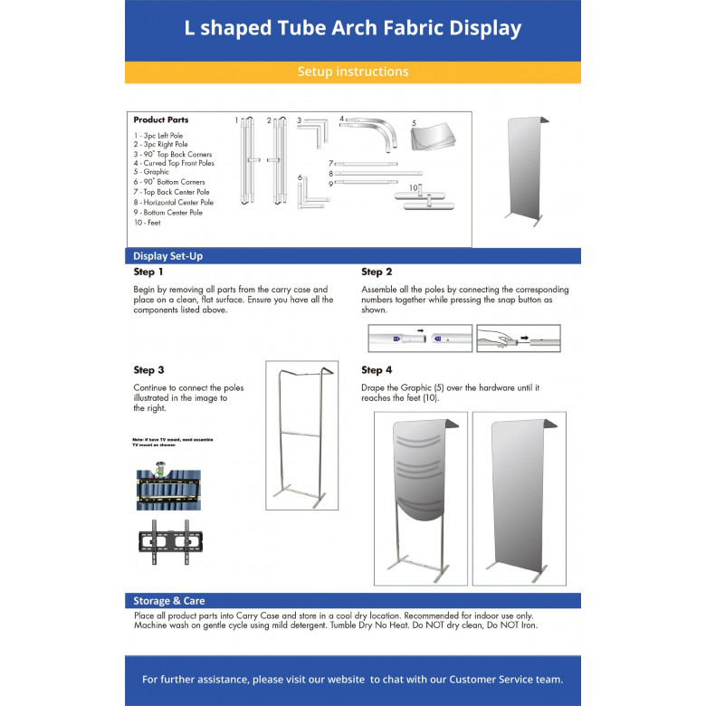 L shaped Tube Arch Fabric Display