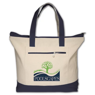 Logo Zippered Cotton Boat Tote