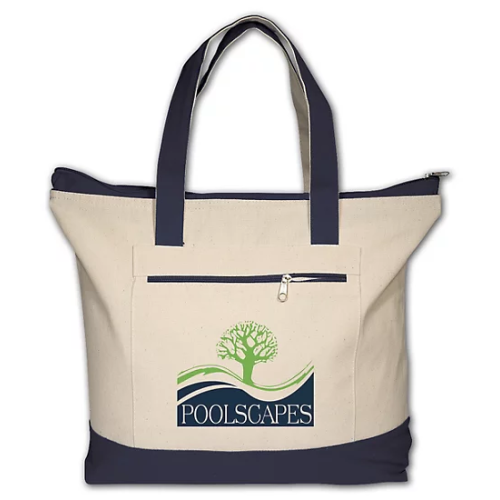 Logo Zippered Cotton Boat Tote 