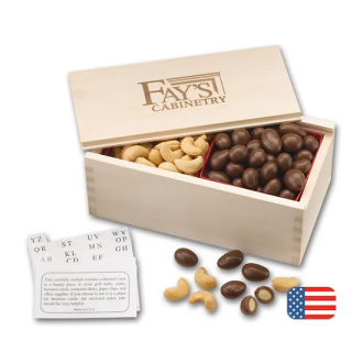 Personalized Chocolate Almonds & Cashew Filled Wooden Collectors Box