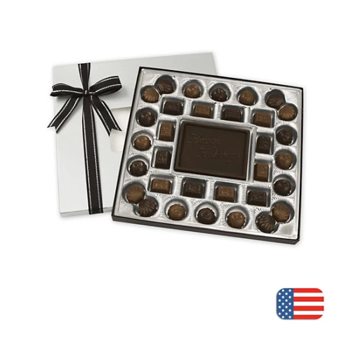 Personalized Solid Dark Chocolate Gift Box - 20 oz. 