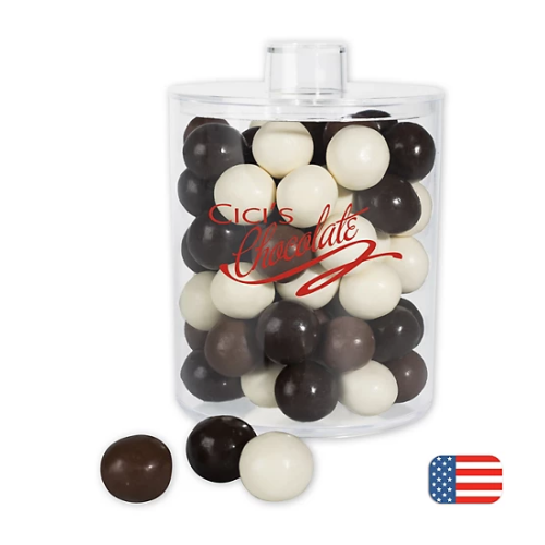 Branded Acrylic Cylinder Jar with Malt Balls 