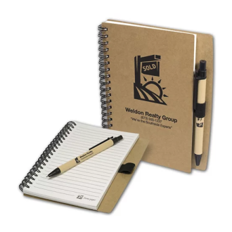 Imprinted Stone Paper Spiral Notebook with Pen Combo