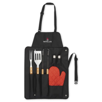 Branded BBQ Now Apron and 3 piece BBQ Set