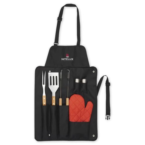 Branded BBQ Now Apron and 3 piece BBQ Set 